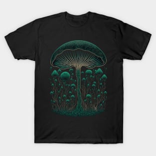 Minimalist Line Art Aesthetic Magic Mushroom T-Shirt